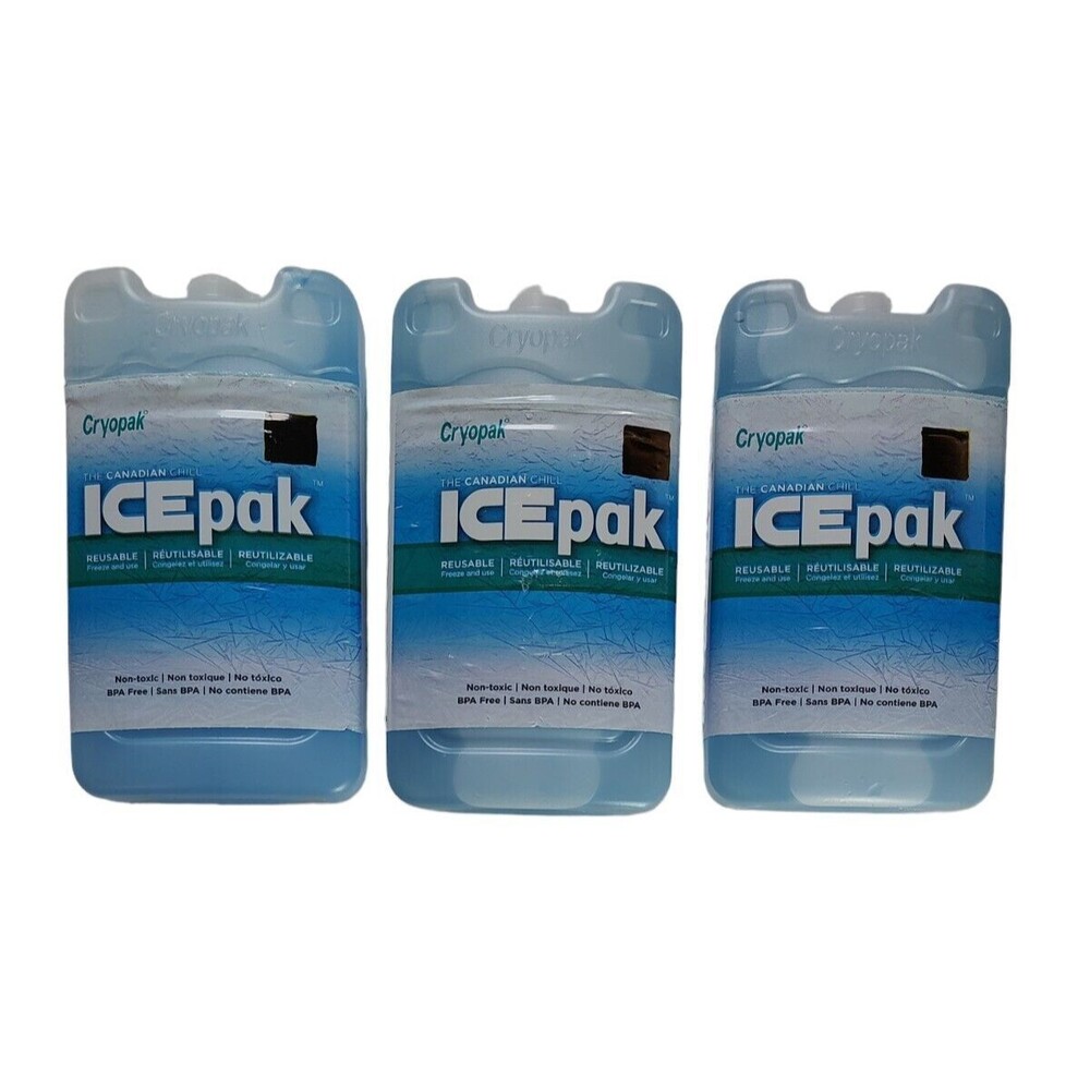 Lot of 3 Cryopak Canadian Chill ICEpak Reusable Non-toxic BPA Free Food Cooler